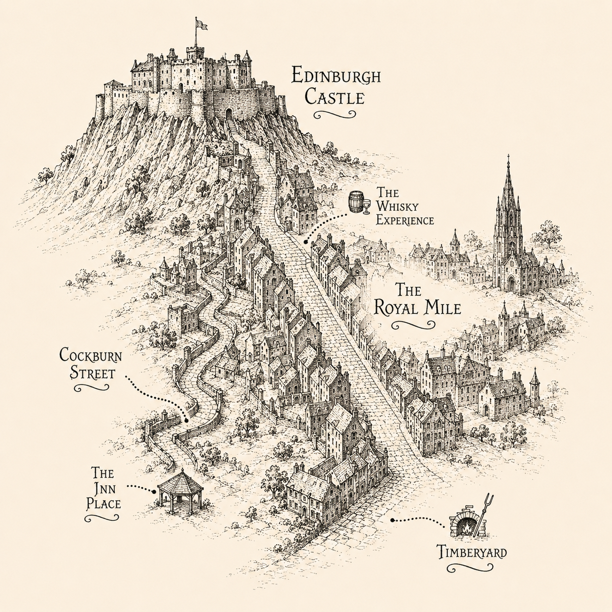 Hand-Drawn Edinburgh City Survey Map